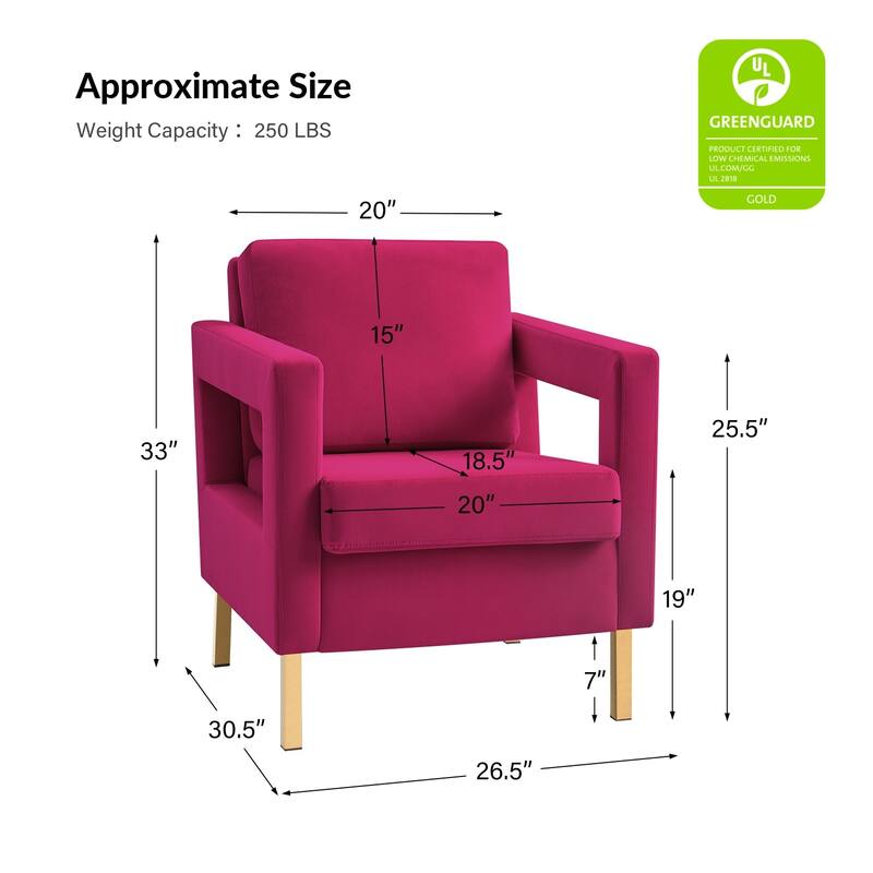 Valentina Modern Upholstered Accent Armchair with Gold Legs Set of 2 by HULALA HOME