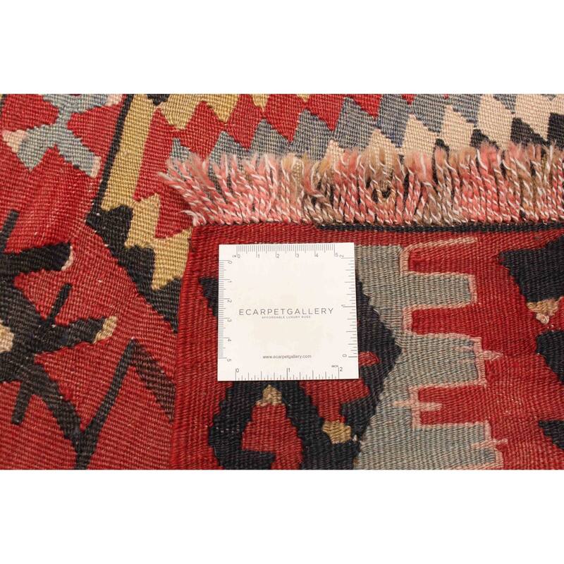 ECARPETGALLERY Flat-Weave Sivas Red Wool Kilim - 5'7 x 9'11