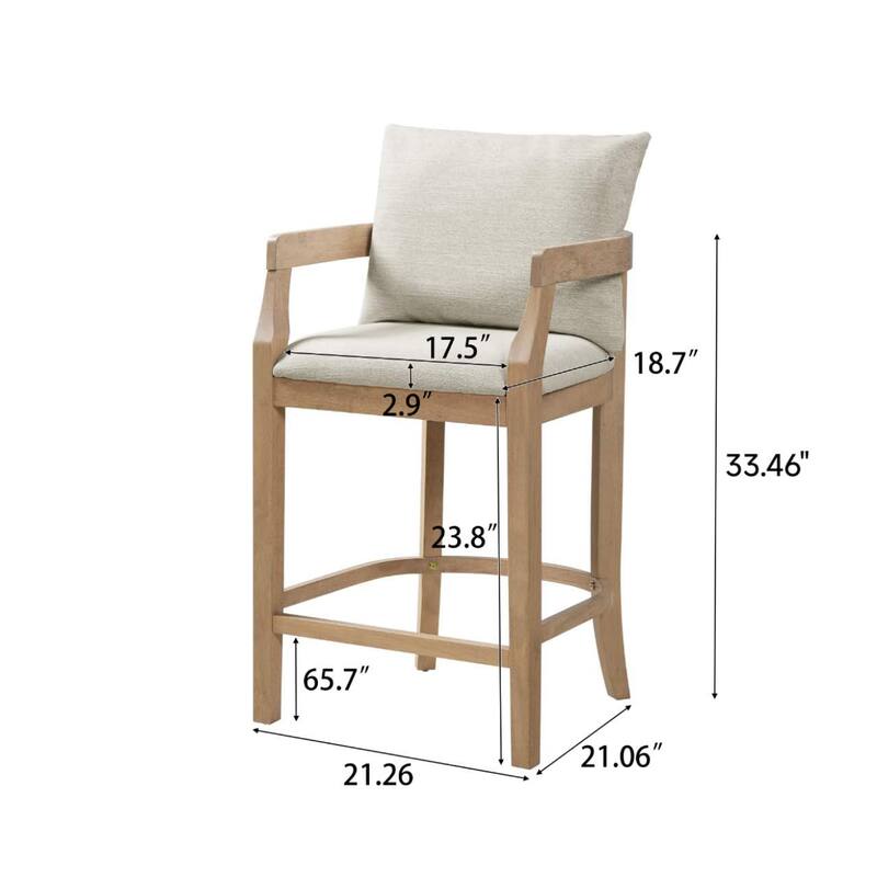 Christopher Knight Home - Rosdale Modern Upholstered Counter Height Bar Stool with Armrests, Padded Seat & Backrest, Set of 2