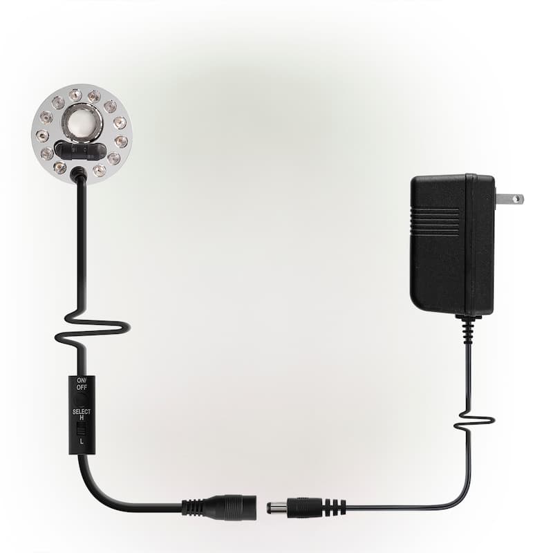 Alpine Corporation Single Jet Pond Fogger with Floating Ring and 12 LED Lights with Transformer Outdoor Decor Accessory