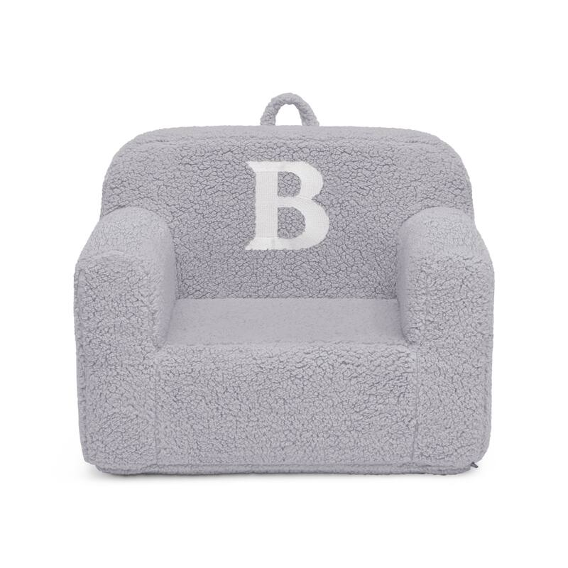 Personalized Monogram Cozee Sherpa Chair - Customize with Letter B - Foam Kids Chair for Ages 18 Months and Up