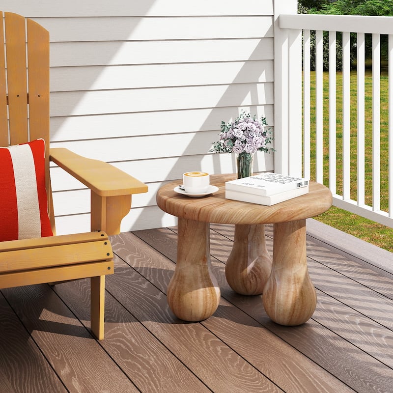 Gymax 24'' Small Solid Mahogany Wood Coffee Table w/Thickened Top