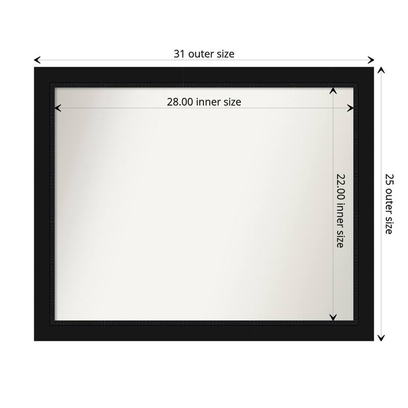 Non-Beveled Bathroom Wall Mirror - Avon Black Frame