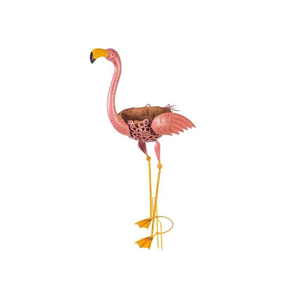Metal Flamingo Planter with cocoliner - Bed Bath & Beyond - 37100402