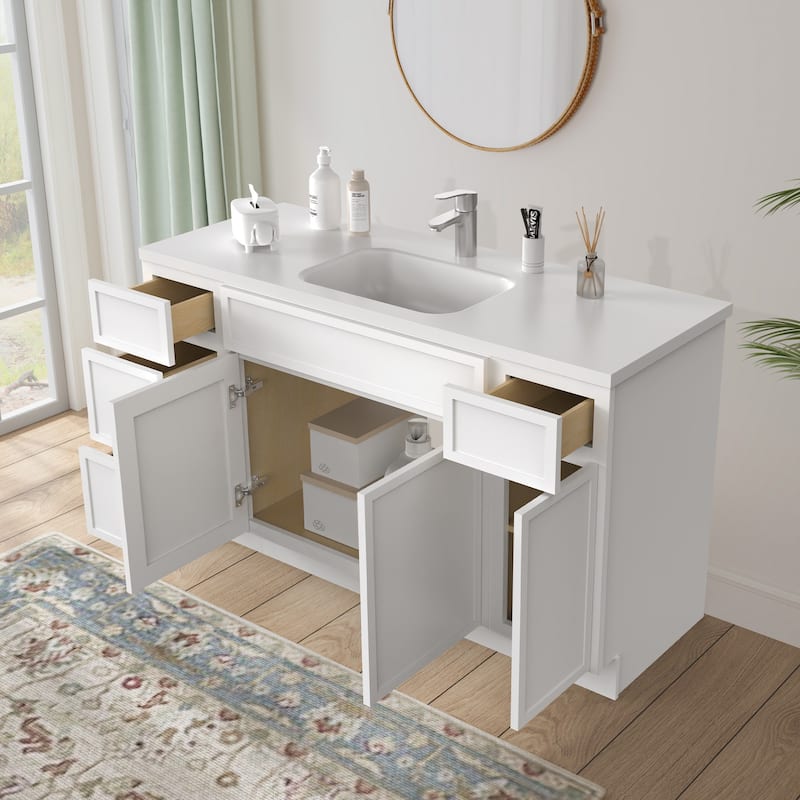 Vanity Art 57" Birch Freestanding Bathroom Vanity Cabinet without Top