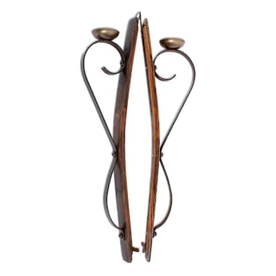 NOVICA Rustic Light Iron and wood wall sconces