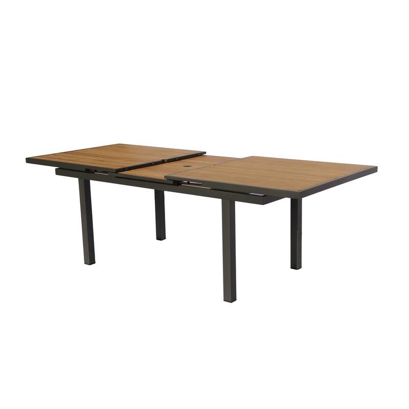 Catania Dark Gray 11-Piece Aluminum Outdoor Dining Set with Sling Set in Pewter - N/A