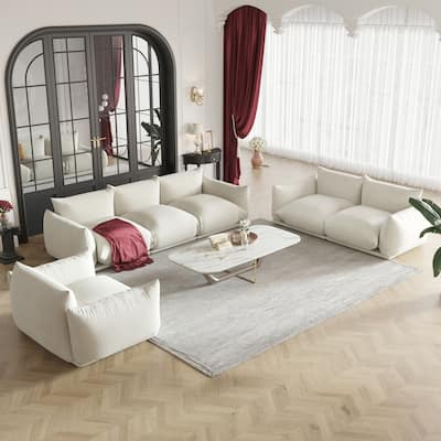 Modern Chenille Upholstery 3 Pieces Sofa Sets for Living Room Include Armchair, Loveseat and Three Seaters Couch