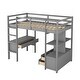preview thumbnail 8 of 10, Gray Twin Size Pine Loft Bed with Built-in Desk & Drawers