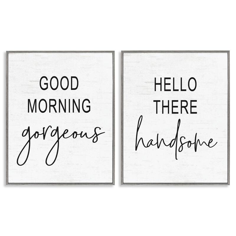 Stupell Good Morning Gorgeous Hello There Handsome Romantic Phrases 2pc Multi Piece Framed Wall Art Set - Black