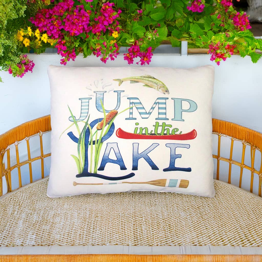 Magnolia Casual Outdoor Pillow Jump in Lake 19x24