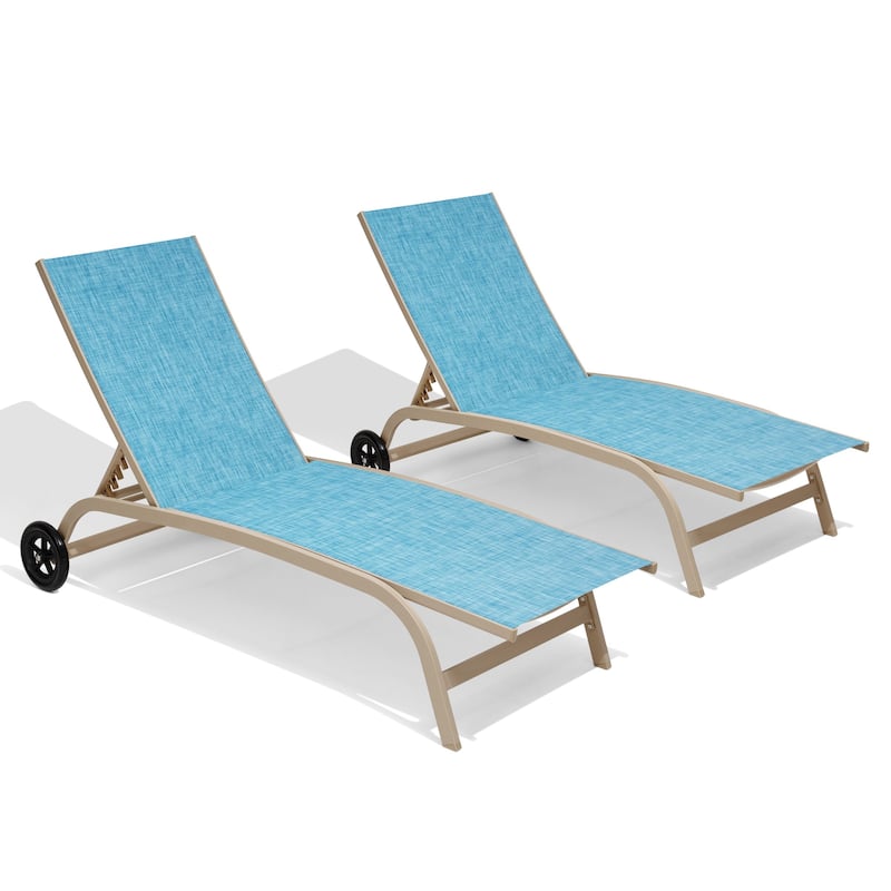 Crestlive Outdoor Adjustable Chaise Lounge Chairs with Wheels - See the Picture