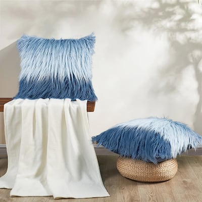 Tie Dyed Lamb Shaggy FauxFur 2 pc Pillow Shell, NO INSERT