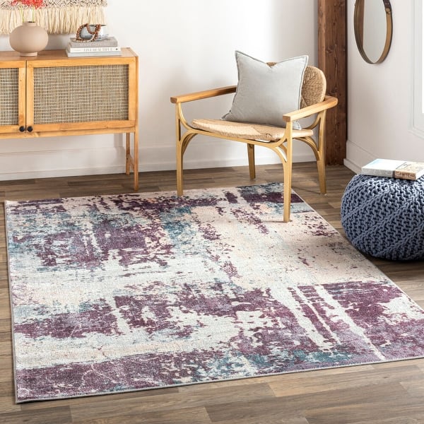 slide 2 of 8, Livabliss Jefferson Modern Abstract Area Rug Purple/Teal - 2' 7" x 4'