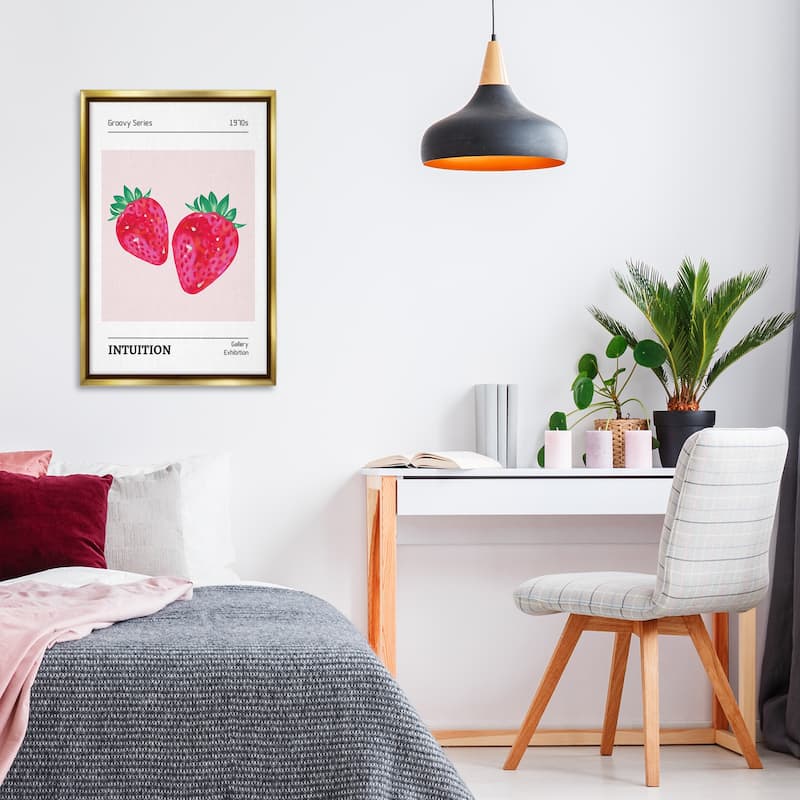 Stupell Intuition Phrase Strawberries Framed Floater Canvas Wall Art Design By LSR Design Studio