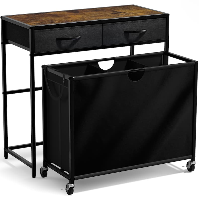 Sorbus Dresser with 3 Section Laundry Hamper Pull-Out with Wheels and 2 Drawers Laundry Room Organization