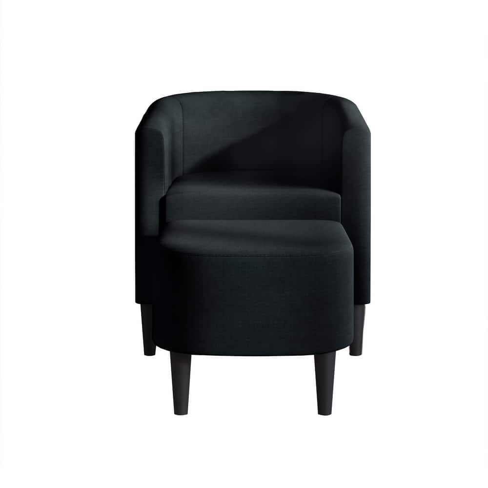 CraftPorch Contemporary Linen Upholstered Accent Chair with Ottoman