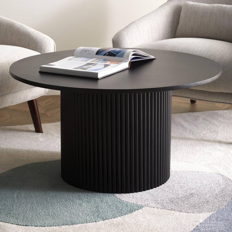 Round Coffee Table Ribbed Pedestal Coffee Table