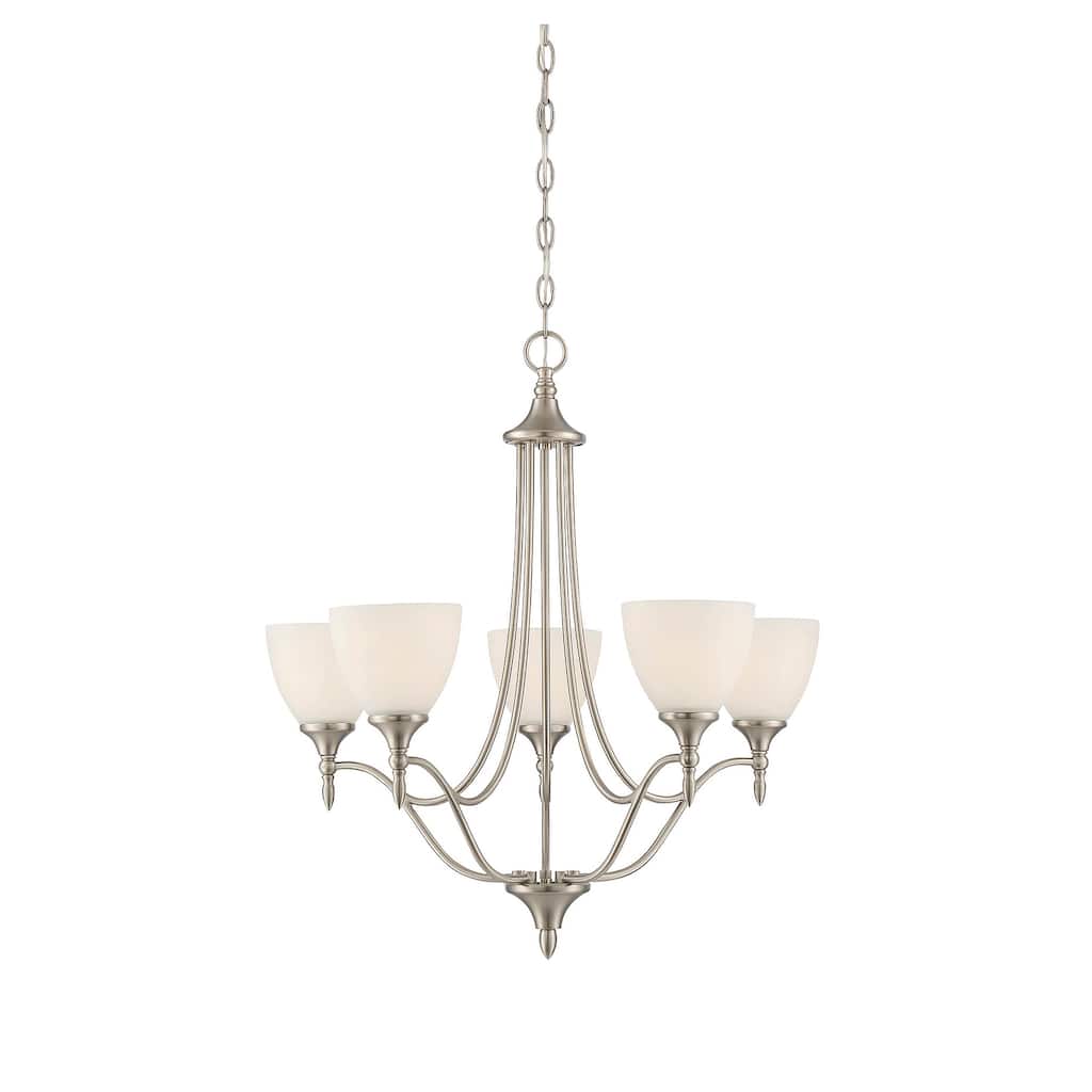 Transitional Style Chandelier - Satin Nickel Finish