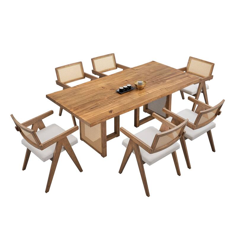 Mid Century Kitchen Chairs Wooden Frame Upholstered Dining Chairs Set of 2