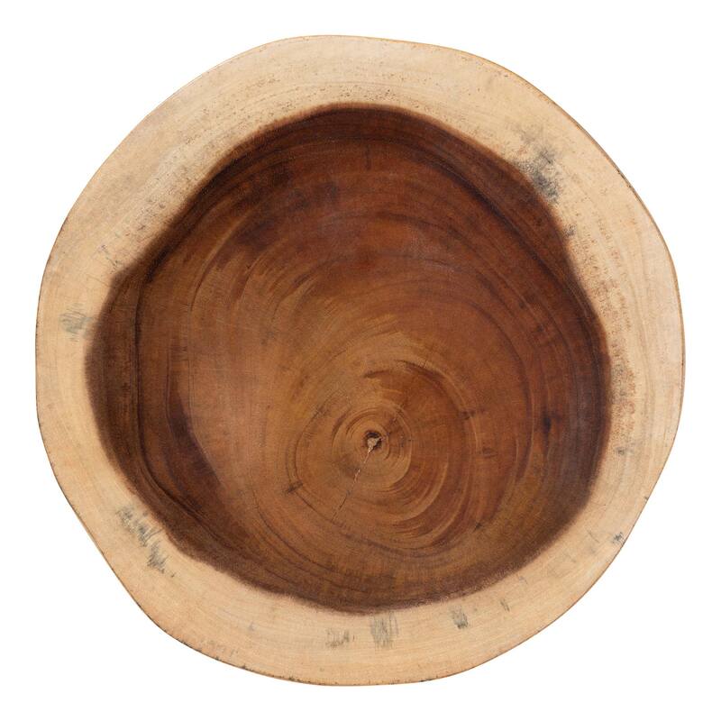 Jia Suar Wood End Table - Handcrafted Side Table with Round Top and Tapered Legs, Rustic Boho Accent Furniture