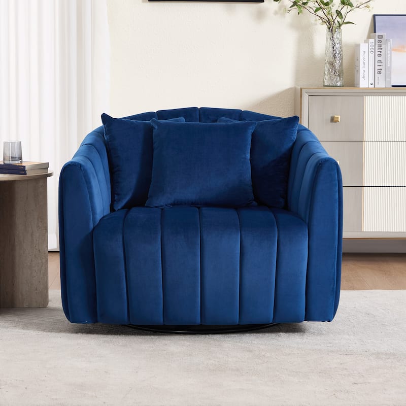 40.4"W Upholstered Swivel Accent Chair Set of 2,Modern Swivel Single Sofa Chair with Pillows