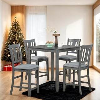 Wooden 5-Piece Dining Table Set With 4 Upholstered Chairs - Bed Bath ...