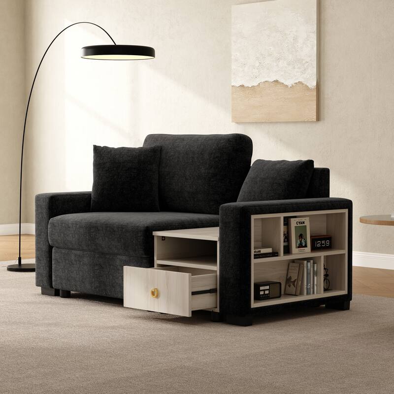 Christopher Knight Home - Havencrest 63.2" Modern Upholstered Modular Sofa Chair with Storage Armrest Center Console