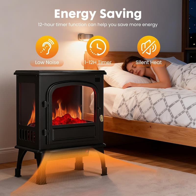 Electric Fireplace Heater 26 in Freestanding Fireplace Stove Infrared Fireplace with 3D Flame Effect Remote Control