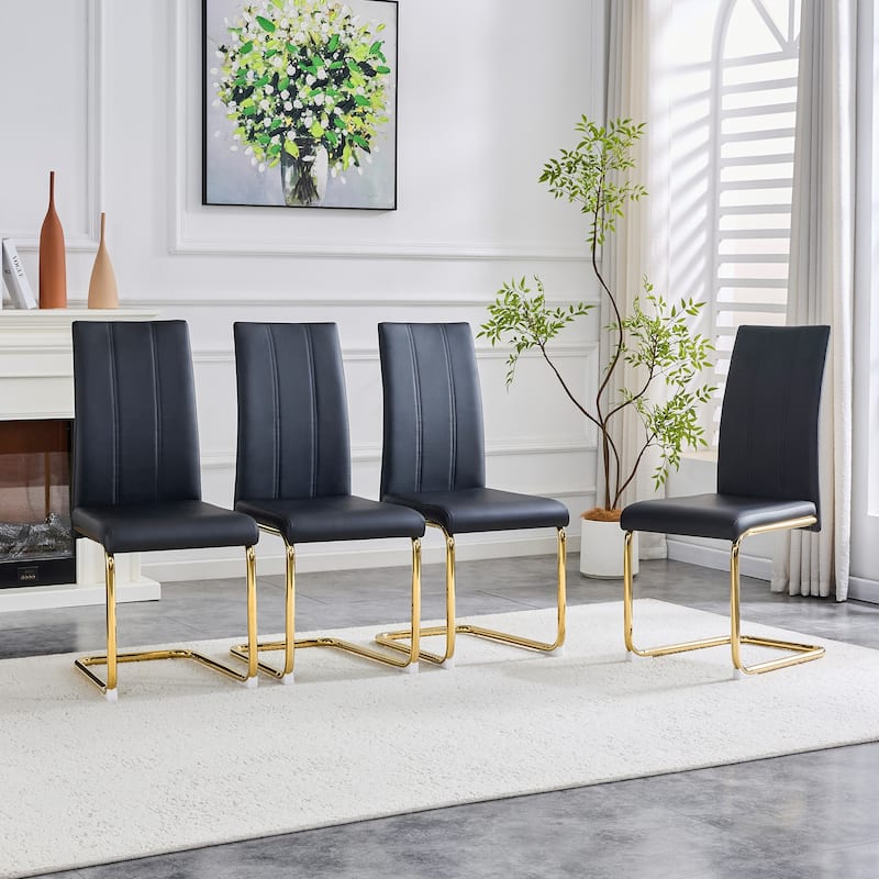 Set of 4 Sleek High-Back Side Chairs - Black