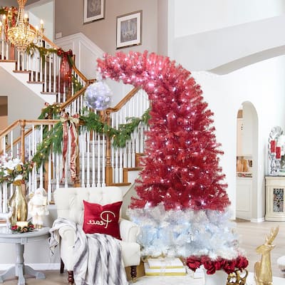 6 ft Santa Hat Christmas Tree with 300 LED Lights and 1250 Branch Tips, Easy Assembly