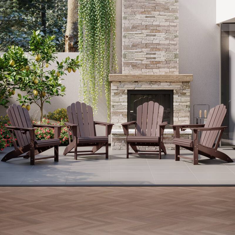 Aderson Outdoor Poly Adirondack Chairs with Cupholders (Set of 4)