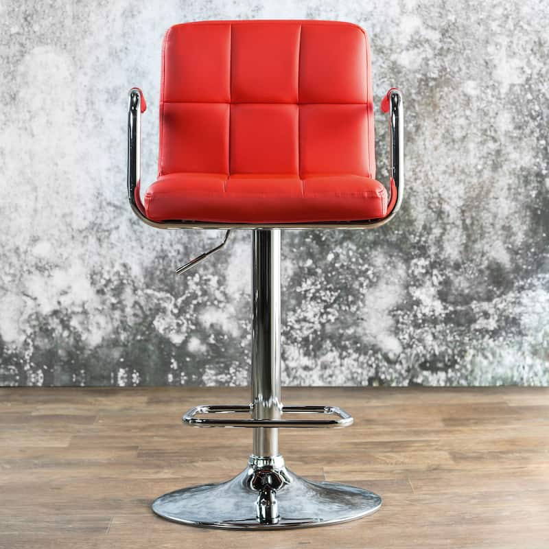 Corvelli Modern Green Faux Leather Adjustable Swivel Barstool by Furniture of America