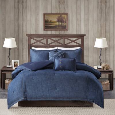 Woolrich Perry Blue Oversized and Overfilled Denim Comforter Set