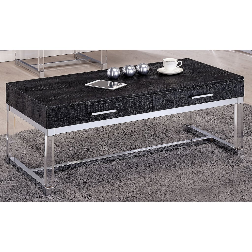 Furniture of America Jill Modern 47-inch Crocodile 2-drawer Coffee Table