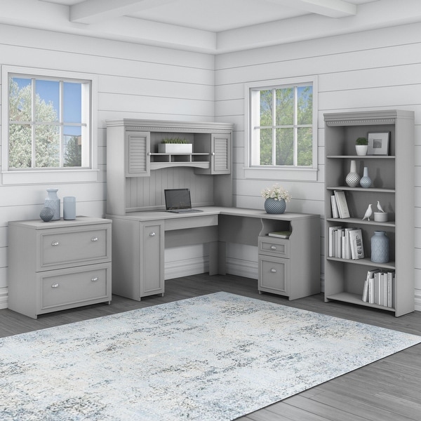Fairview 60W Desk with Hutch Cabinet and Bookcase by Bush Furniture On Sale Bed Bath Beyond 13042659