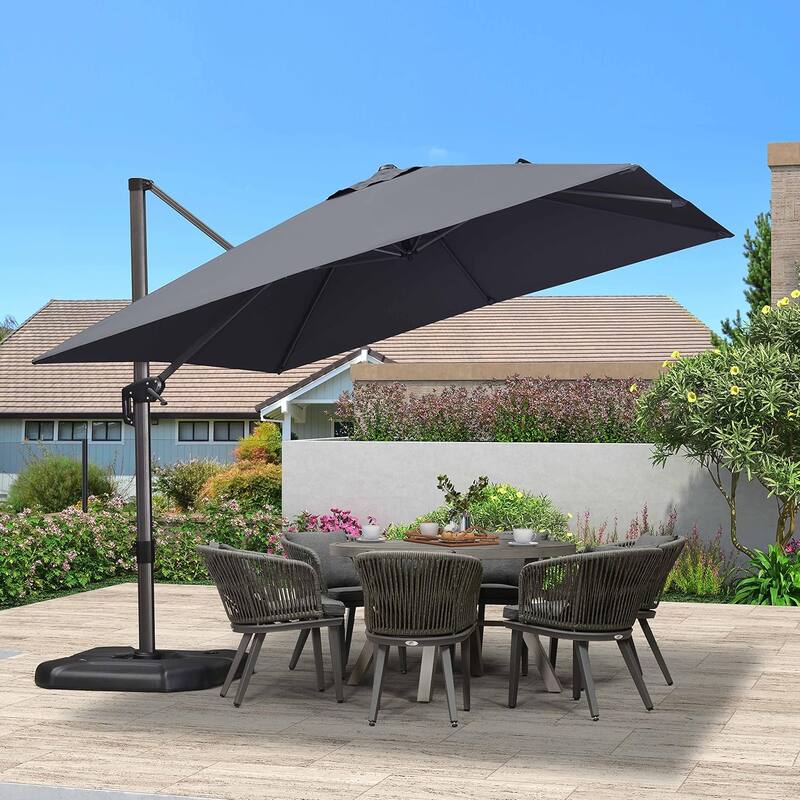 PURPLE LEAF 10 ft Square 360 Degree Rotation Patio Cantilever Umbrella
