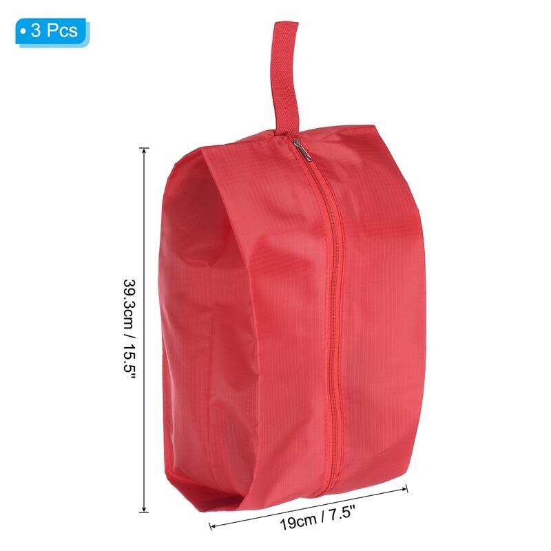 3pcs Waterproof Shoes Bags, Travel Shoe Organizer Bag with Zipper - Red - 39.3 x 19cm