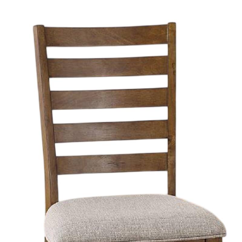 Teby Side Dining Chair Set of 2, Open Ladder Backrest, Light Gray Polyester