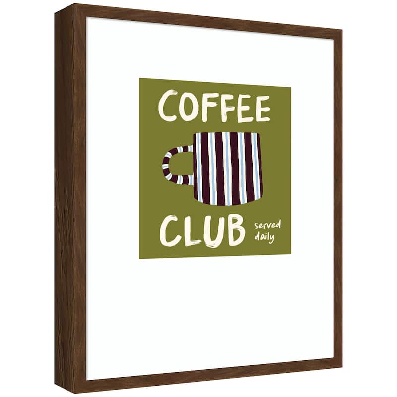 Kate and Laurel Coffee Club Kitchen Sage Green by Lucky Guava Framed Wall Art Print