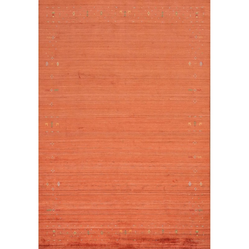 Hand Knotted Oriental Viscose Silk Carpet Tribal Animal Pictorial Oranges & Rust Gabbeh Area Rug - 11' 6'' X 8' 8''