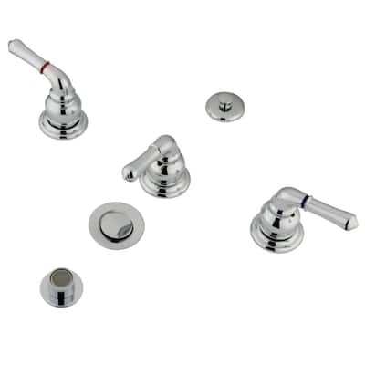 Kingston Brass Magellan Three-Handle Deck Mount Bidet Faucet