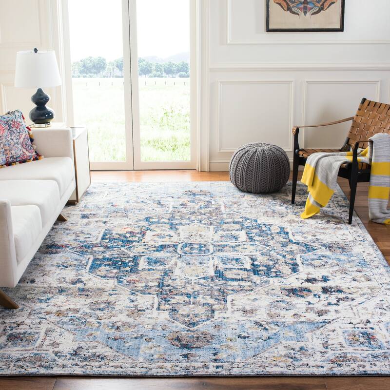 SAFAVIEH Bristol Kiroko Vintage Oriental Polyester Rug - 9' x 12' - Cream/Blue