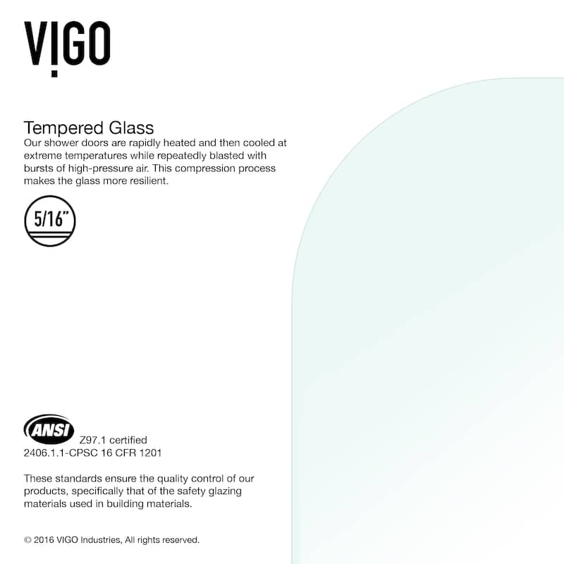VIGO Orion 34" W x 58" H Frameless Hinged Tub Door in Chrome