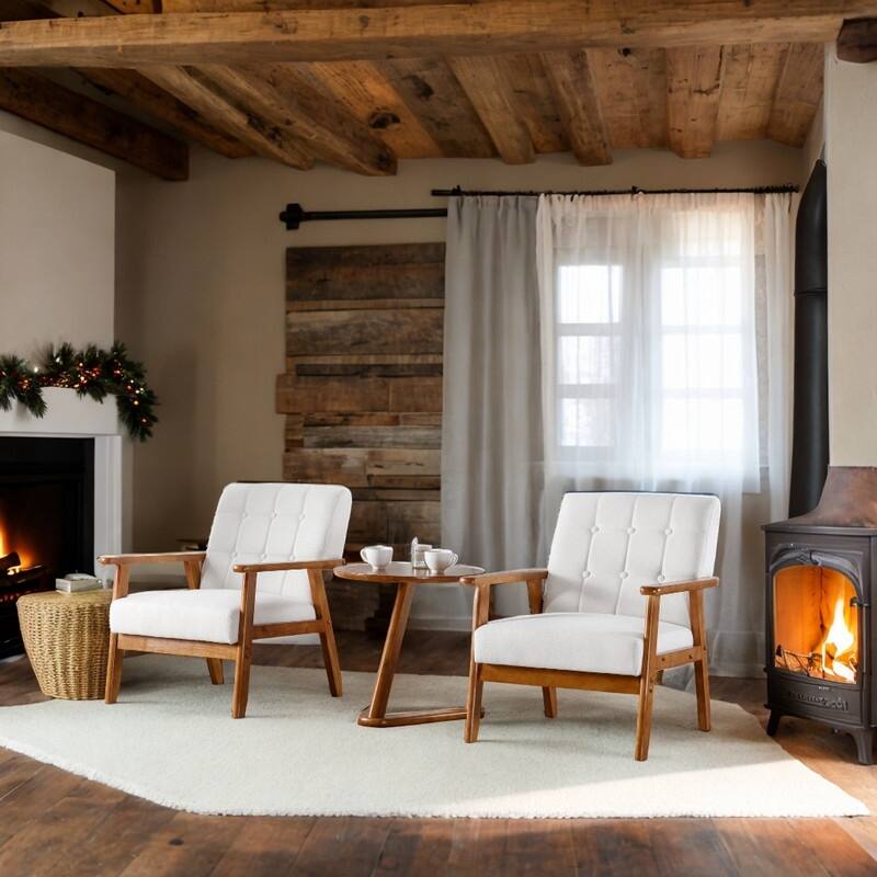 Accent Chairs with Side Table Accent Chair Wood and Fabric Armchairs