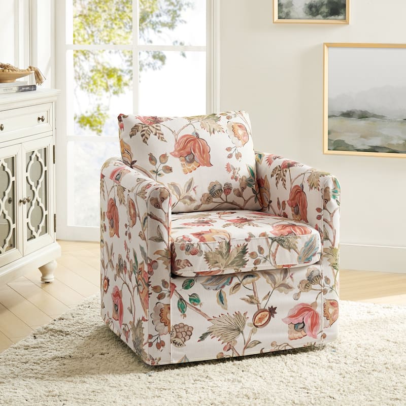 Erkenbald Modern Slipcovered Swivel Chair with Removable Cushion by HULALA HOME