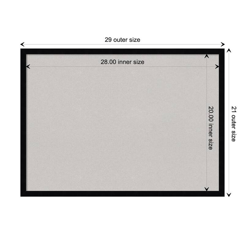 Svelte Wood Framed Grey Corkboard Bulletin Board - Svelte Noir Black - Board Size 28x20