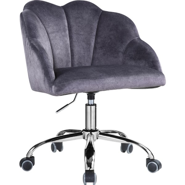 slide 2 of 5, Swivel Office Chair with Shell Design Backrest, Gray and Chrome