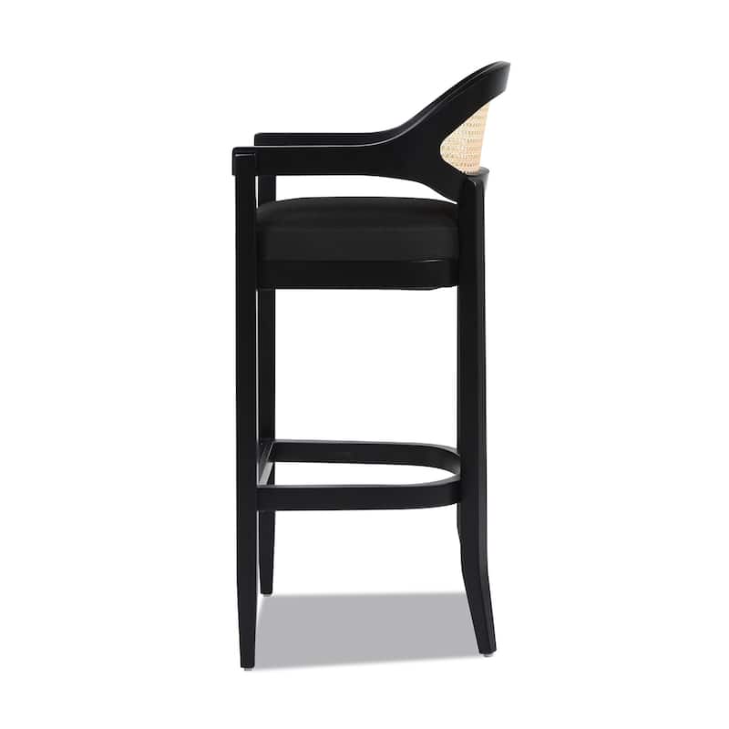 Americana Mid-Century Modern Rattan Cane Back Counter and Bar Stool