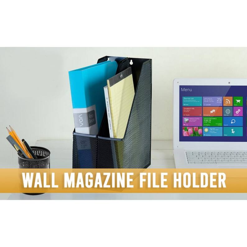 Mesh Steel Wall mount Hanging or Desktop Magazine Document Letter Mail File Holder 12 In. H 10 In. L 3 In. W, pack of 1